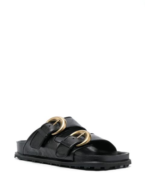 Marine Serre logo-debossed leather sandals - Black