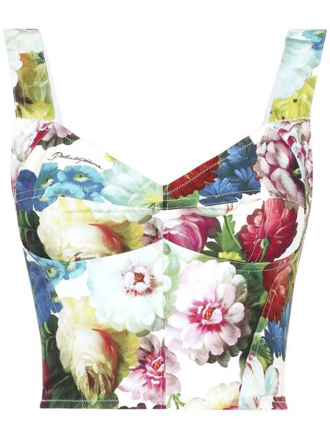 Dolce & Gabbana floral-print corset top - White - zdjęcie produktu nr 1