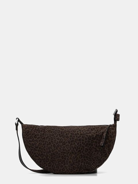 AllSaints torebka zamszowa HALFMOON kolor brązowy W357XD - zdjęcie produktu nr 1