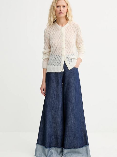 MUNTHE kardigan wełniany PERL damski kolor beżowy lekki 252162025274 - zdjęcie produktu nr 2