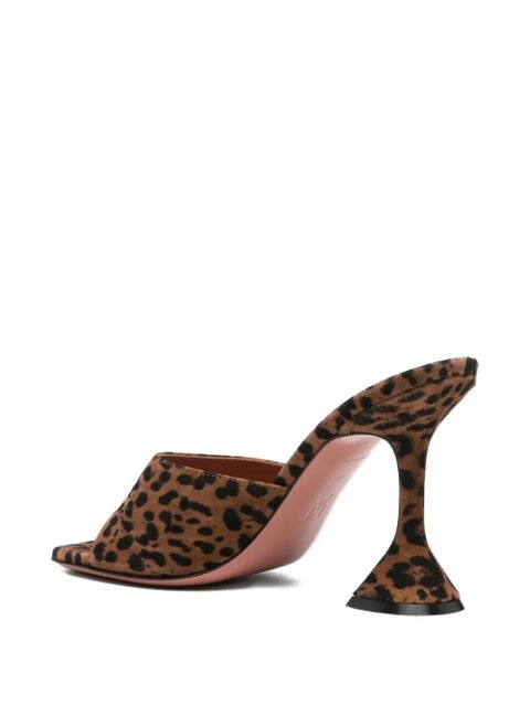 Amina Muaddi 95mm Lupita square-toe leopard sandals - Brown