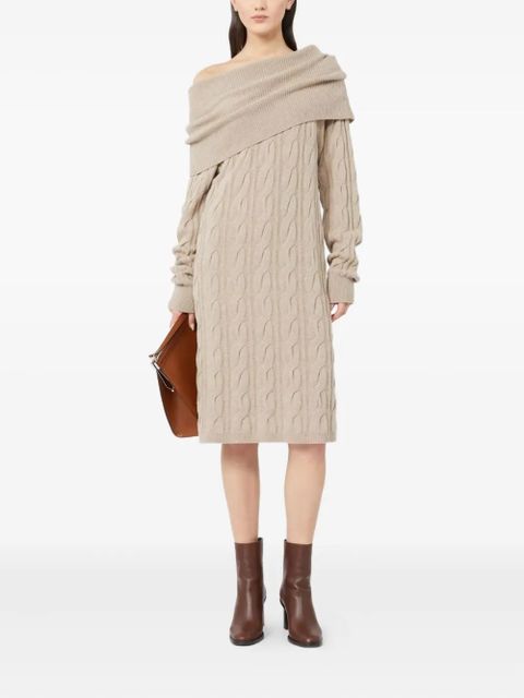 Max Mara cable-knit off-shoulder midi dress - Neutrals