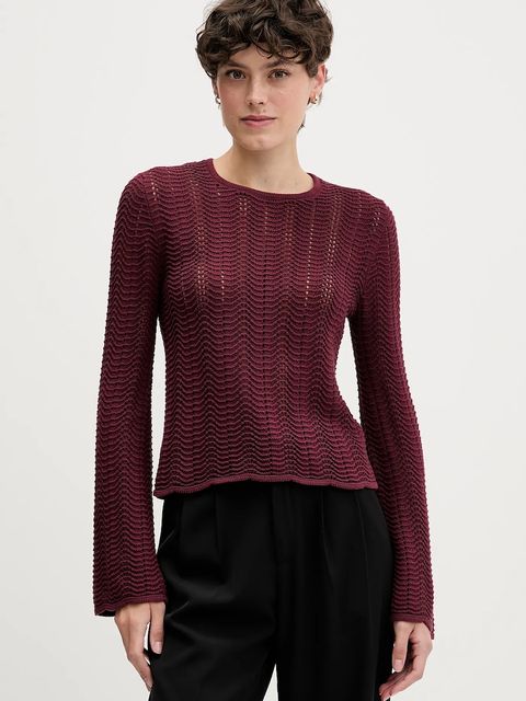 Sisley sweter bawełniany damski kolor bordowy lekki 1494M106O - zdjęcie produktu nr 1