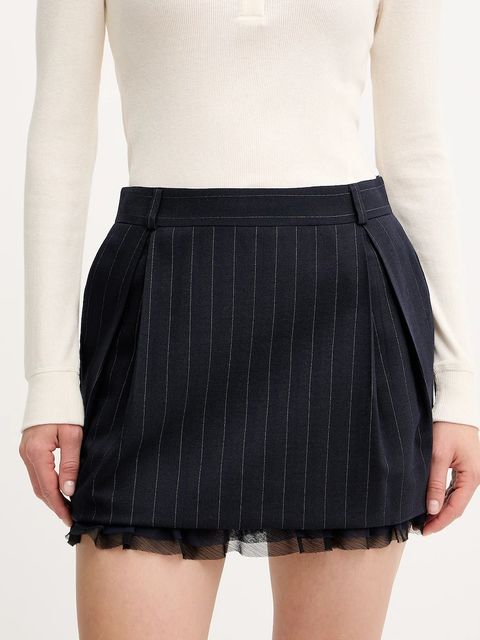 Pinko spódnica z dodatkiem wełny kolor granatowy mini prosta 105709 A2QY - zdjęcie produktu nr 1