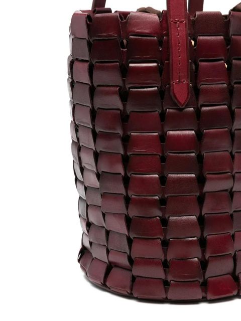 DRAGON DIFFUSION leather-woven bucket bag - Red