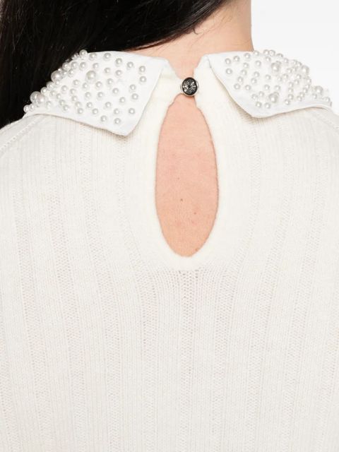 Maje beaded-collar sweater - White