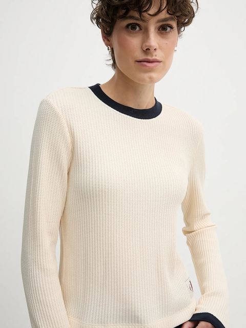 Calvin Klein Jeans longsleeve kolor beżowy LV047D225G