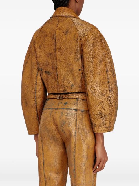 Diesel L-Raya cocoon-sleeve cropped leather jacket - Brown