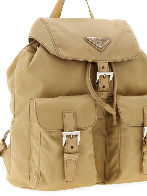 Prada small triangle buckle backpack - Neutrals
