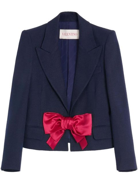 Valentino Garavani bow-detail single-breasted blazer - Blue