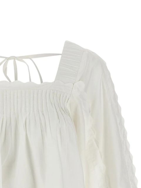 FARM Rio pleat long-sleeve blouse - White