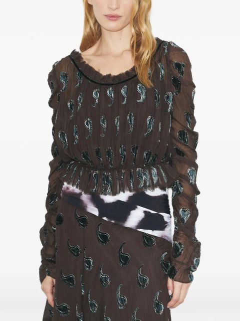 Tory Burch ruched velvet top - Brown