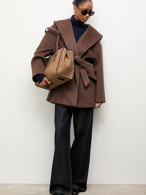 Answear.LAB płaszcz wełniany kolor brązowy