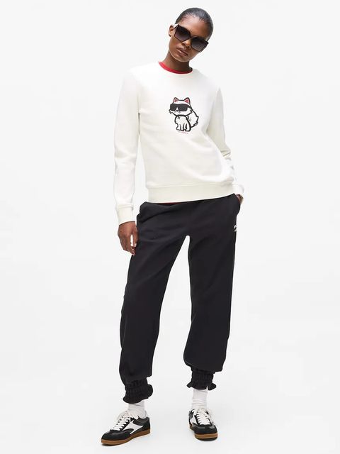 Karl Lagerfeld bluza IKON damska kolor beżowy z nadrukiem A4W20043