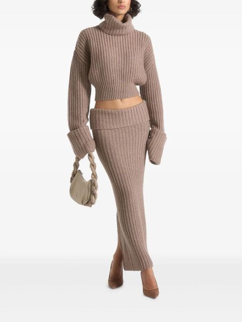 Manière De Voir Lyra foldover knitted maxi skirt - Neutrals - zdjęcie produktu nr 2