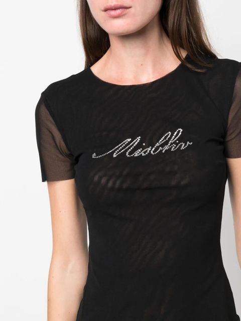 MISBHV bead-logo detailing cropped T-shirt - Black