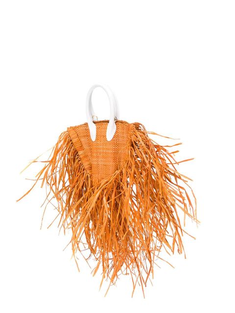Jacquemus raffia fringe tote - Orange