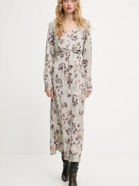 Answear.LAB sukienka kolor szary maxi rozkloszowana