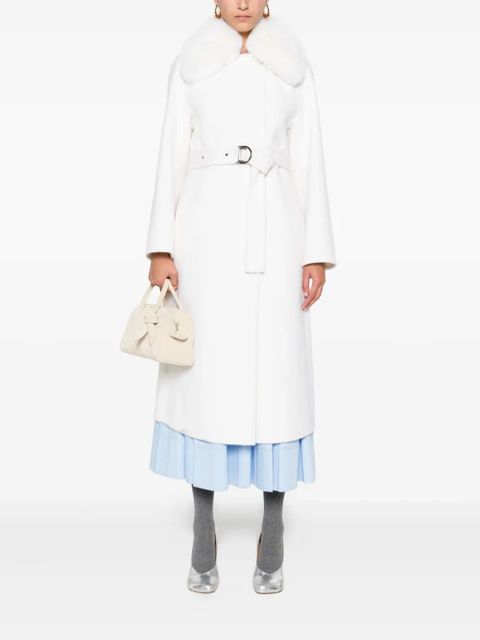 Maje faux-fur-collar belted coat - White - zdjęcie produktu nr 2