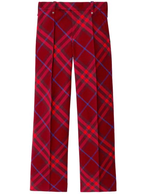 Burberry checked straight-leg wool trousers - Red - zdjęcie produktu nr 1