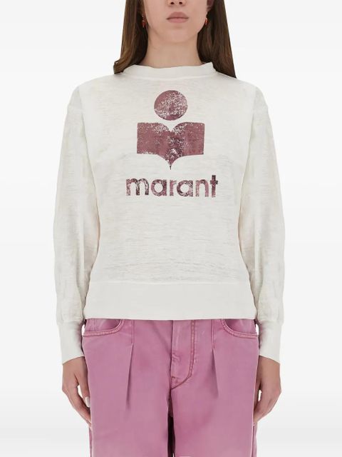 MARANT ÉTOILE logo-print long-sleeve T-shirt - White - zdjęcie produktu nr 2
