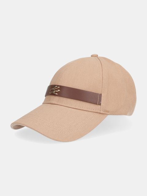 Karl Lagerfeld czapka z daszkiem bawełniana K/AUTOGRAPH kolor beżowy B1W33010 - zdjęcie produktu nr 1