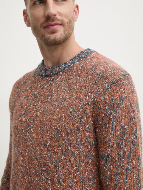 United Colors of Benetton sweter z domieszką wełny kolor pomarańczowy 116NU108M