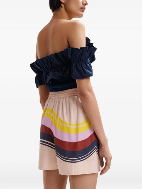 Essentiel Antwerp stripe-print drawstring mini shorts - Neutrals