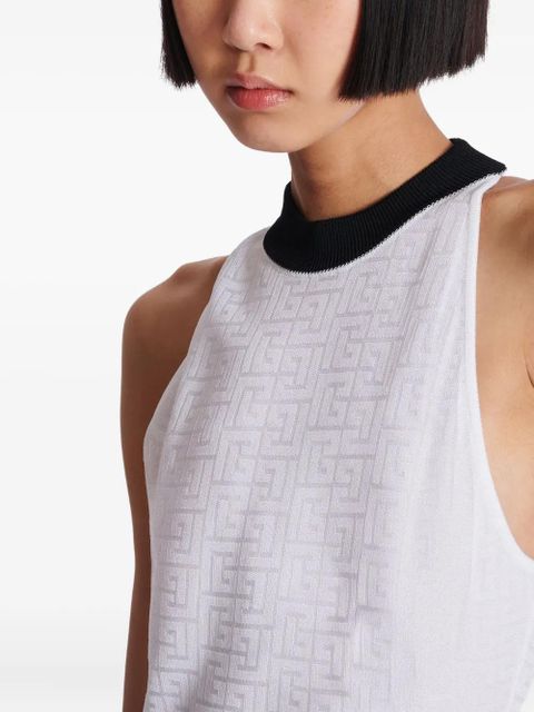 Balmain monogram sleeveless bodysuit - White