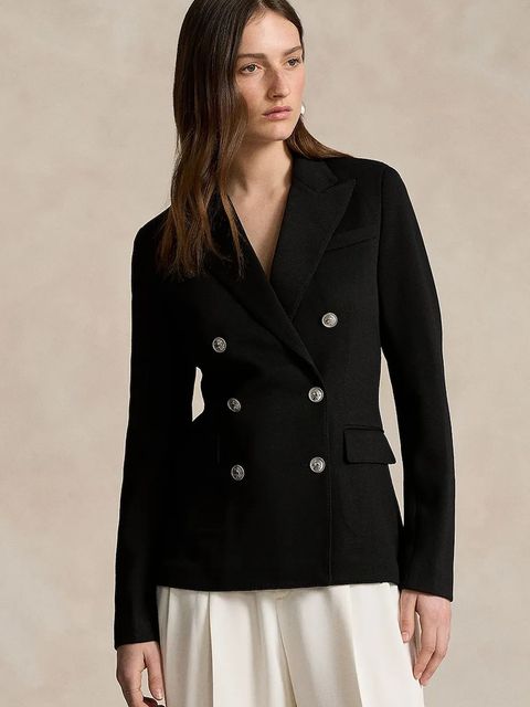 Polo Ralph Lauren marynarka z domieszką wełny kolor czarny dwurzędowa gładka - zdjęcie produktu nr 1