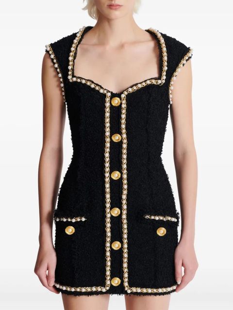 Balmain pearl embellishment dress - Black