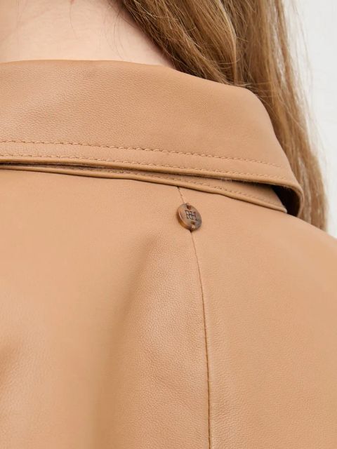 Pedro del Hierro kurtka skórzana kolor brązowy przejściowa 5499140