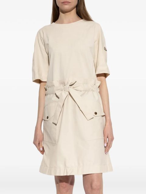 Moncler belted cotton mini dress - Neutrals
