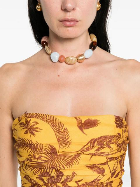 ALEMAIS ruched floral print dress - Yellow