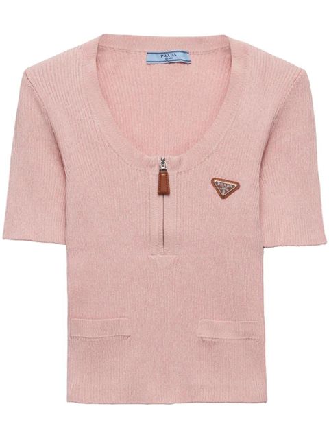 Prada ribbed cotton sweater - Pink - zdjęcie produktu nr 1