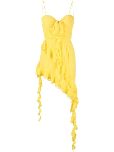 Alessandra Rich strapless ruffled asymmetric dress - Yellow - zdjęcie produktu nr 1
