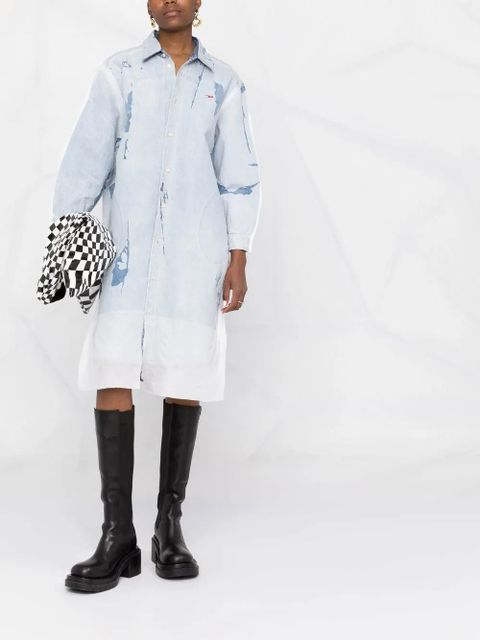Diesel distressed denim shirt dress - Blue