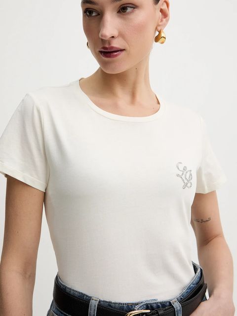 Liu Jo t-shirt bawełniany damski kolor beżowy TA6056 JS923