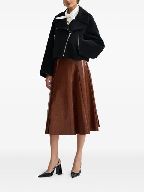 Essentiel Antwerp Jib plated A-line midi skirt - Brown - zdjęcie produktu nr 2