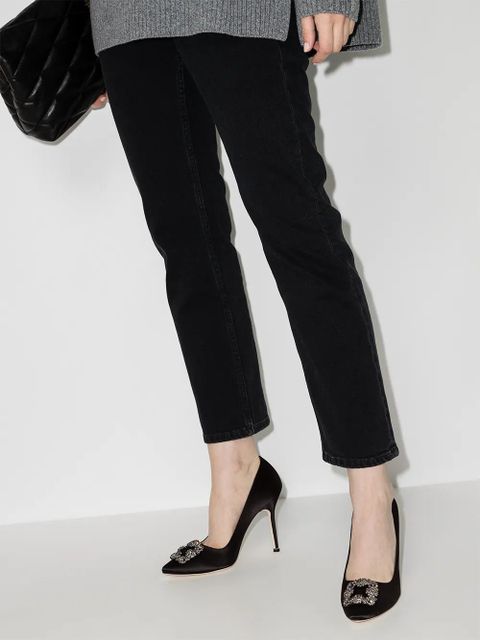 Manolo Blahnik 105mm Hangisi satin pumps - Black - zdjęcie produktu nr 2