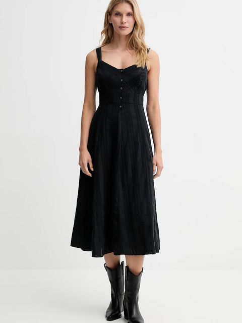 Levi's sukienka bawełniana kolor czarny midi rozkloszowana 003PR - zdjęcie produktu nr 1