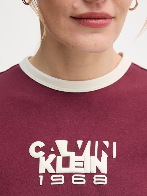 Calvin Klein Jeans t-shirt damski kolor bordowy LV047D208G
