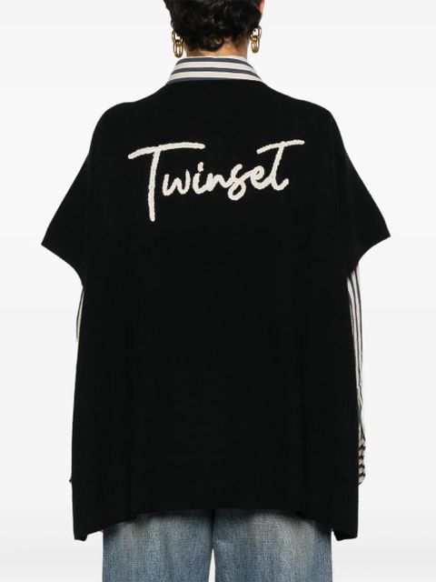 TWINSET logo-embroidered poncho - Black