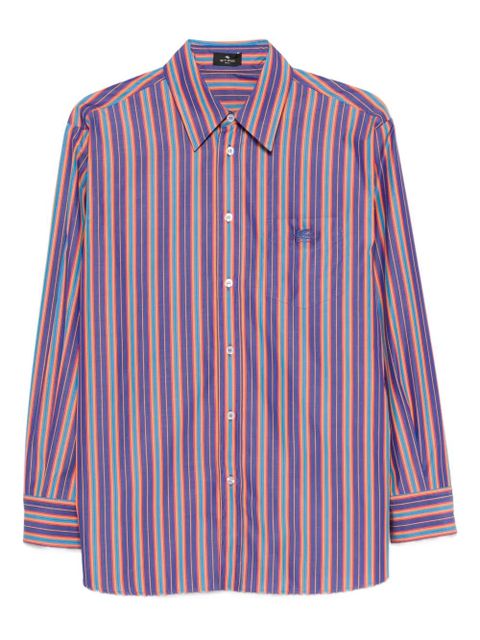 ETRO striped-pattern logo-embroidered shirt - Purple - zdjęcie produktu nr 1
