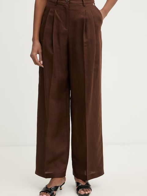 Twinset spodnie garniturowe damskie z lnem - zdjęcie produktu nr 1