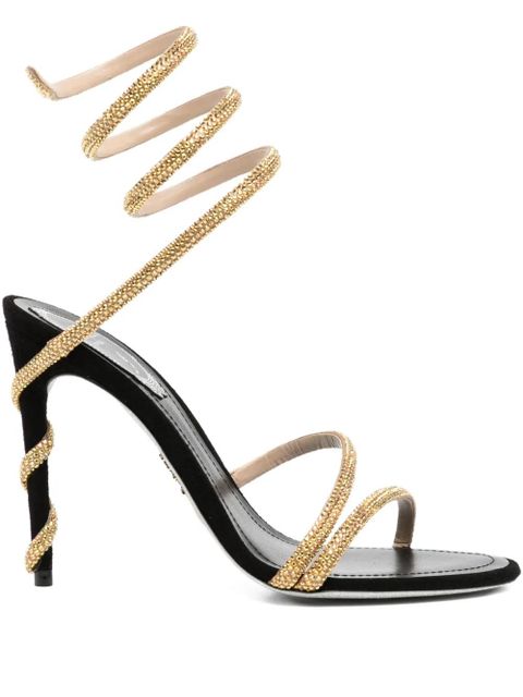 René Caovilla 110mm crystal-embellished spiral sandals - Black - zdjęcie produktu nr 1