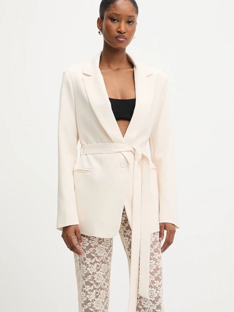 Answear.LAB marynarka kolor beżowy jednorzędowa gładka - zdjęcie produktu nr 1