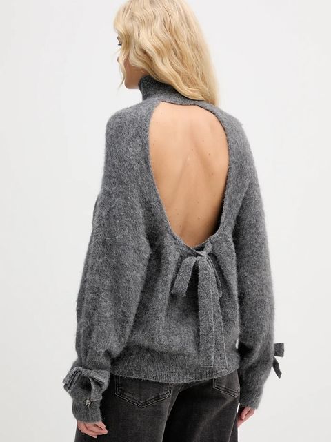 Aniye By sweter z dodatkiem wełny damski kolor szary ciepły z półgolfem 181007