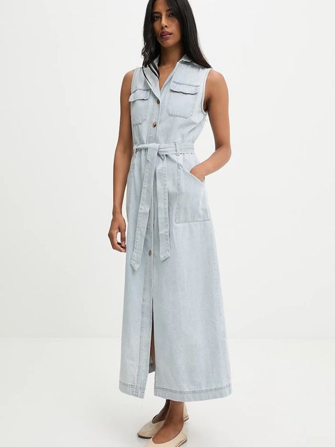 Answear.LAB sukienka jeansowa kolor niebieski maxi prosta - zdjęcie produktu nr 1