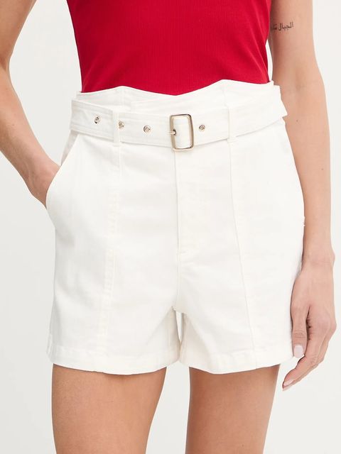 Morgan szorty damskie kolor beżowy gładkie high waist SHERIM